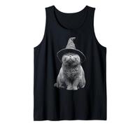 Wizard Cat Fantasy Gothic Magic Design for Halloween Tank Top