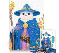 Wizard Cat Illustration 1000 Jigsaw Puzzle Cognitive Fun Play Clean Cut Sturdy Components Quiet Time Mind Exercise at Home (50x75cm)