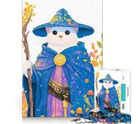 Wizard Cat Illustration 1000 Piece Jigsaws for Adults Brain Training Fun Clean Cut Sturdy Components Calming Mental Break Activity (38x52cm)