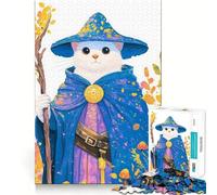 Wizard Cat Illustration 1000 Piece Jigsaws for Adults Mind Train Fun Precision Cut Smooth Edges Absorbing Activity for Quiet Nights (38x26cm)