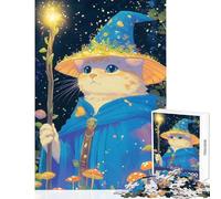 Wizard Cat Illustration 1000 Pieces Jigsaw Puzzles for Teenagers Boost Cognitive Clarity And Sharpness Mindful Calm Play Enjoyment (38x26cm)
