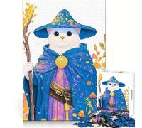 Wizard Cat Illustration Adults Puzzles 1000 Piece Jigsaws Strategic Think Mindful Escape Precise Fit Nice Gift (50x75cm)