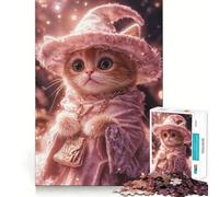 Wizard Cat in Pink Jigsaw 1000 Pieces for Adults Memory Fun Game Expert Cutting Craftsmanship Relaxing Indoor Group Activity (38x26cm)