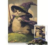 Wizard Cat Painting Adult Jigsaw Puzzle1000 Pieces Intellect Skill Peaceful Fun Ideal Fit Perfect Present (38x52cm)