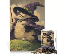 Wizard Cat Painting Jigsaw 1000 Pieces for Teenagers Brain Agility Cozy Pastime Secure Join Ideal Xmas Gift (50x75cm)