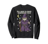 Wizard Cat Quest to Create Shareholder Value | Vintage Style Sweatshirt
