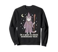 Wizard Cat Quest to Create Shareholder Value Vintage Style Sweatshirt