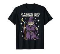 Wizard Cat Quest to Create Shareholder Value | Vintage Style T-Shirt