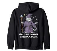 Wizard Cat Quest to Create Shareholder Value - Vintage Style Zip Hoodie