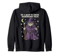 Wizard Cat Quest to Create Shareholder Value | Vintage Style Zip Hoodie