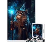Wizard Cat with Magic Staff 1000 Teenager Pieces Jigsaw Puzzle Birthday Gifts Suitable for Couples DIY Toys Suitable for People Aged 14 And Above (38x52cm)