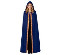 Wizard Cloak with Hood, Gold Trim Velvet Renaissance Cape