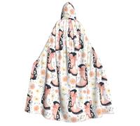 Wizard Cloak with Hood Men Women - Bow Cowboy Boots Q Print Witch Hooded Vampire Cape, Halloween Costumes Black