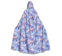 Wizard Cloak with Hood Men Women - Dream Color Turtle Print Witch Hooded Vampire Cape, Halloween Costumes Black