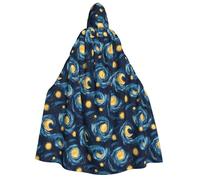Wizard Cloak with Hood Men Women - Dream Starry Sky Print Witch Hooded Vampire Cape, Halloween Costumes Black