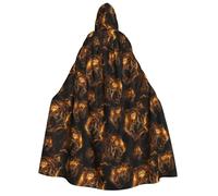 Wizard Cloak with Hood Men Women - Gold Tiger Dark Print Witch Hooded Vampire Cape, Halloween Costumes