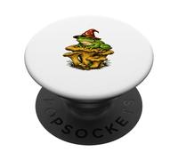 Wizard Frog Sitting On Mushrooms Magic Witch Hat Cute Animal PopSockets Adhesive PopGrip