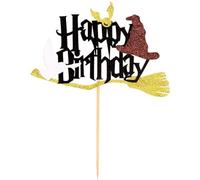 Wizard Happy Birthday Cake Topper,2 Pack Happy Birthday Cake Topper for Magical School Wizard Themed Baby Shower Kids Birthday Party Cake Decorations Supplies