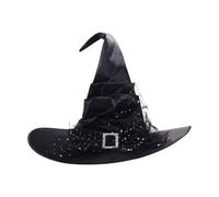Ŵizard Hat - 22.83 Inches, Witch Hat, Black Folds WitchHat | Wide Brim Pointed Cap, Witch Head Wear Cap For Kids Adults Trick Treat Dress Up Holidäy mağic Headwear Spooky Fun