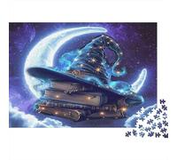 Wizard Hat Books Moon 1000 Pieces Thick Cardboard Jigsaw Puzzle Couple Partners Brain Training Beautiful Decoration Gift Idea 38x26cm/1000pcs