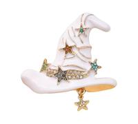 Wizard Hat Brooch Vintage Badge with Star and Rhinestones for Halloween Costume Accessories Fantasy Themed Jewelry
