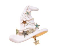 Wizard Hat Brooch Vintage Badge with Star and Rhinestones for Halloween Costume Accessories Trendy Statement Jewelry