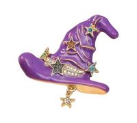 Wizard Hat Brooch with Star, Black Glossy Enameled | Alloy Party Costume Corsage for Bags Decoration, Fashion Accessory for Various Occasions, Daily Wear