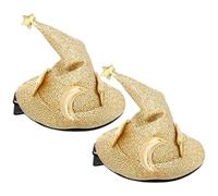 Wizard Hat Clip Halloween Hairpin - 2 Pieces Halloween Costume Headpieces - Halloween Star Moon Headwear Pins for Clothes for Play Activities