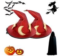 Wizard Hat Clip, Halloween Hairpin, Pack of 2 Halloween Wizard Hat Hair Clip - Reusable Shiny Star and Moon Design Hat Hair Clip for Clothing Decoration