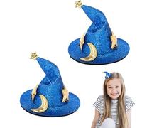 Wizard Hat Clip, Halloween Hairpin, Pack of 2 Halloween Wizard Hat Hair Clip - Shiny Star and Moon Costume Headwear, Wizard Hat, Hair Pins for Women