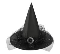 Wizard Hat Kids,Halloween Hats Pointed Tip With Veil Witches Hat Kids Wide Brim Black Witch Hat Spider Web Hat Breathable Accessory For Halloween Party Costume Accessory