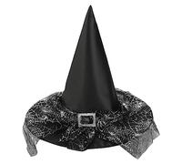 Wizard Hat Kids,Halloween Hats Pointed Tip With Veil Witches Hat Kids Wide Brim Black Witch Hat Spider Web Hat Breathable Accessory For Halloween Party Costume Accessory
