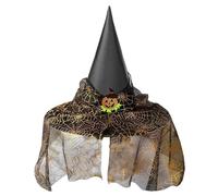 Wizard Hat Kids,Halloween Hats Pointed Tip With Veil Witches Hat Kids Wide Brim Black Witch Hat With Pumpkin Spider Web Hat Breathable Accessory For Halloween Party Costume Accessory