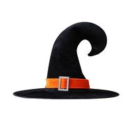Wizard Hat Kids,Velvet Witch Hat Halloween Hats Pointed Tip Witches Hat Kids Curved Top Wide Brim Black Cosplay Costume Accessories Perfect For Halloween And Carnival