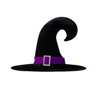 Wizard Hat Kids,Velvet Witch Hat Halloween Hats Pointed Tip Witches Hat Kids Curved Top Wide Brim Black Cosplay Costume Accessories Perfect For Halloween And Carnival
