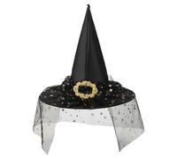 Wizard Hat Kids,Witches Hat For Children With Veil Halloween Hats Pointed Tip Wide Brim Black Witch Hat Kids Spider Web Hat Breathable Magical Cosplay Accessory For Halloween Costume Carnival