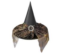 Wizard Hat Kids,Witches Hat Kids With Veil Halloween Hats Pointed Tip Wide Brim Black Witch Hat With Pumpkin Spider Web Hat Breathable Magical Cosplay Accessory For Halloween Costume Carnival