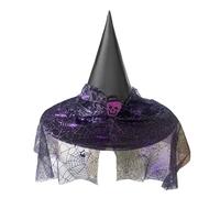 Wizard Hat Kids,Witches Hat Kids With Veil Halloween Hats Pointed Tip Wide Brim Black Witch Hat With Pumpkin Spider Web Hat Breathable Magical Cosplay Accessory For Halloween Costume Carnival
