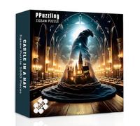 Wizard Hat Puzzles for Adults 1000 Pieces, Enchanted Castle Fantasy Jigsaw Puzzles, Magical Academy and Moonlit Kingdom Artwork