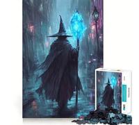 Wizard in A Rainy City Jigsaw Puzzle 1000 Piece Mental Fun Game No Gap Tight Fitting Design for Family Gatherings (38x52cm)