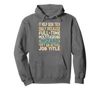 Wizard Job Title Quote - Funny IT Help Desk Tech Pullover Hoodie, Adult Unisex, Asphalt Grey, Small