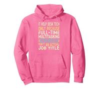 Wizard Job Title Quote - Funny IT Help Desk Tech Pullover Hoodie, Adult Unisex, Bright Pink, X-Large