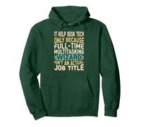 Wizard Job Title Quote - Funny IT Help Desk Tech Pullover Hoodie, Adult Unisex, Dark Green, XX-Large