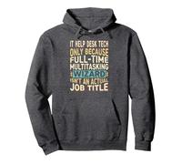 Wizard Job Title Quote - Funny IT Help Desk Tech Pullover Hoodie, Adult Unisex, Dark Heather Grey, Large