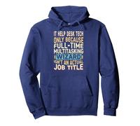 Wizard Job Title Quote - Funny IT Help Desk Tech Pullover Hoodie, Adult Unisex, Navy Blue, X-Large