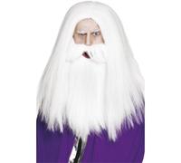 Magician Set White With Wig & Beard