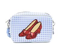 Wizard of Oz Bag, Crossbody, The Wizard of Oz Dorothy Sequined Ruby Slippers with Toto Pose, Blue, Vegan Leather, Blue, 8.5" x 6.5"