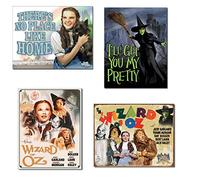Wizard of Oz Tin Sign Bundle - There's No Place Like Home, I'll Get You My Pretty (Wicked Witch), Poster Illustrated of Cast and 70th Anniversary