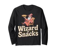 Wizard of Snacks Conjuring Pizza Slice, Playful Snack Mage Long Sleeve T-Shirt
