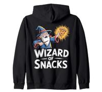 Wizard of Snacks Conjuring Pizza Slice, Playful Snack Mage Zip Hoodie